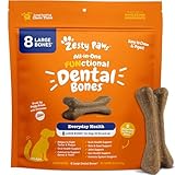 Zesty Paws Dental Bones - Fights Tartar & Plaque - Gum, Teeth & Bone Health - Cinnamon for Dog Breath - Immune, Joint, Gut, Skin & Coat Support - Omega 3 EPA & DHA and Calcium - Large Dogs - 8 ct