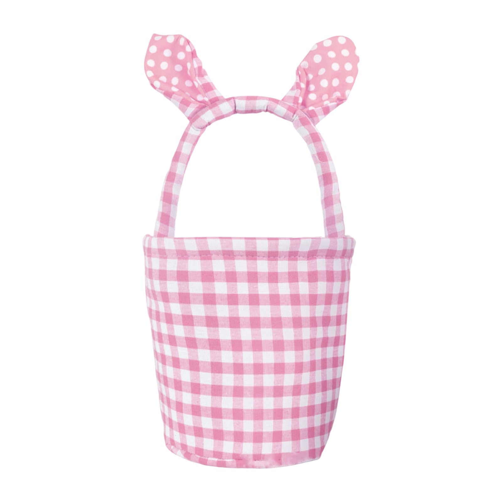 Unique Striped Easter Basket Large Capacity Folding Easter Egg Collecting Bunny Rabbit Ears Handle Spring Decoration Celebration Basket