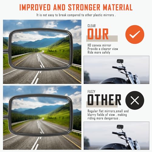 Retrovisor moto rectangular negro con tornillos M10 M8 para Chopper y ATV 3