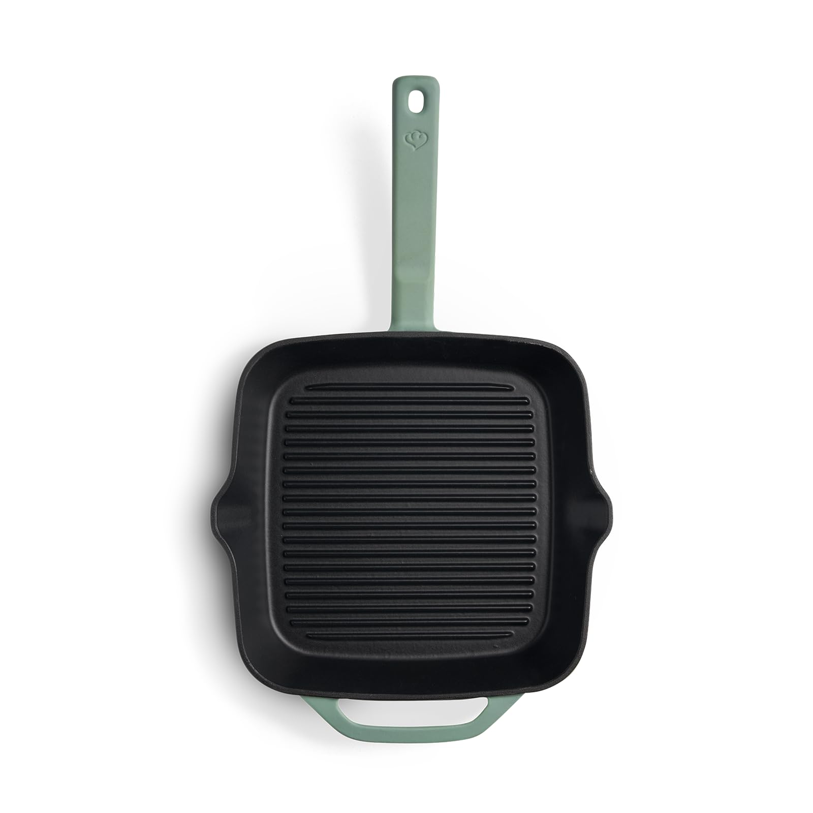 SPRINGLANE Sartén parilla cuadrada de hierro fundido, sartén plancha con rayas para asar - 20 x 20 cm Superficie de fritura - Verde