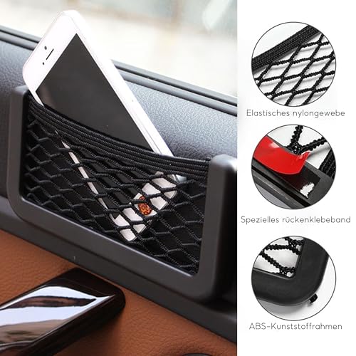 Kofferraum Netztasche Auto, 6 Stück Selbstklebend Elastisch Ablagenetz Auto Kofferraum Aufbewahrungsnetz Tasche für Mobiltelefone Führerschein Kleinteile(20x8cm und15x8cm)
