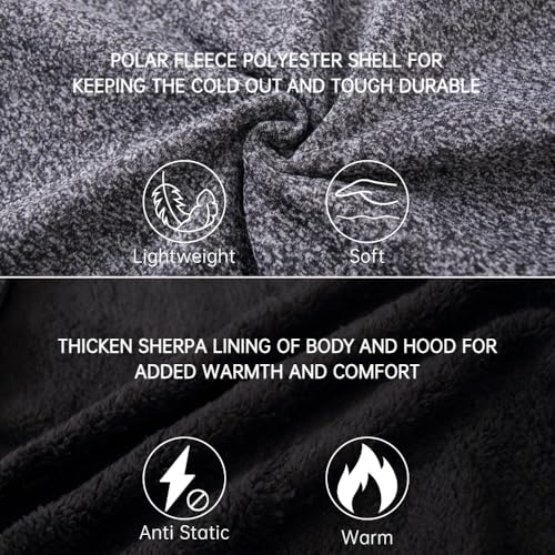 Image of LeeHanTon Sherpa Lined Hoodies for Men Heavyweight Full Zip Up Sweatshirt Thick Fleece Winter Warm Work Jackets Plus Size