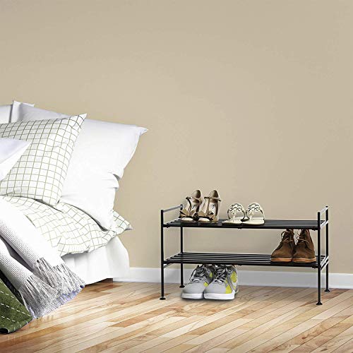 Image of INDIAN DECOR. 45799 Classic 2-Tier Stackable 6-Pair Space Saving Shelf Sturdy Metal Frame Shoe Storage Rack Organizer, Perfect for Bedroom, Closet, Entryway, Dorm Room - Black