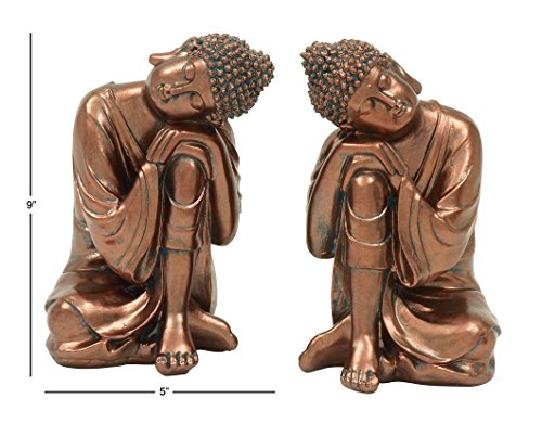 Figura decorativa set de 2 Buda polystone 15 cm x 15 cm x 23 cm miniatura 6