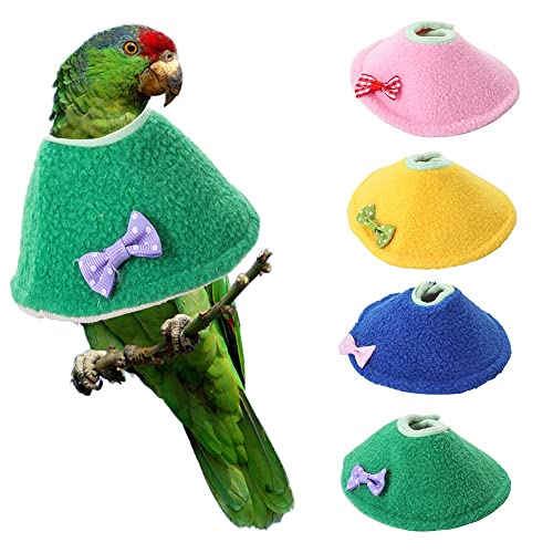 Image of 4 Pcs Adjustable Bird Cone Collar, Elizabethan Collar Parrots Protection Cover, Anti-bite Anti-Licking Wound Healing After Surgery Collar Cones(L)