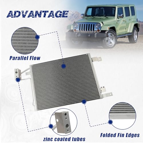 Image of Air Conditioning A /C Condenser Compatible with Jeep Wrangler 2007-2011 V6 3.8L # 3587, 940442, 55056726AA