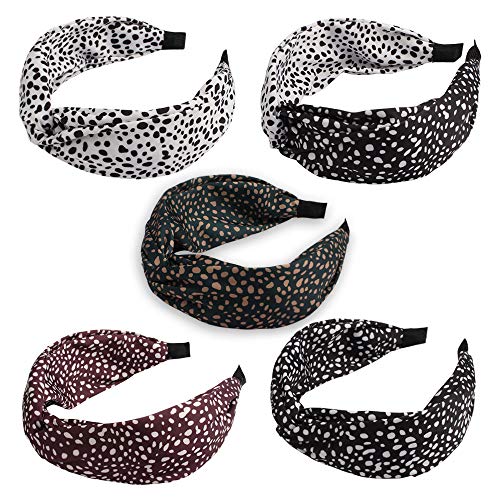 Canitor 5 Pack Twist Headbands for Women Top Knot Headbands for Women Cross Wide Hairbands Twist Knotted Hairbands Elastic Silk Twist Knot Headbands for Women …