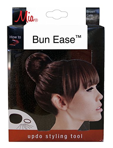 Mia Bun Ease, Bun Maker, Updo Styling Tool, Rolls Into Hair Sock Method, Extra Large 4.5", Brown, for Women, Girls, Dancers 1pc
