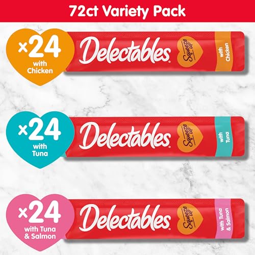 Delectables Squeeze Up Variety Pack, Creamy Squeezable Puree, Lickable Wet Cat Treats, Grain Free, No Added Fillers, No by-Products, No Added Preservatives, 0.5 Ounces Tube, 72 Tubes Total - Image 7