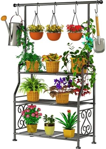 GIOTORENT Suporte de plantas interno, prateleira de metal resiste...