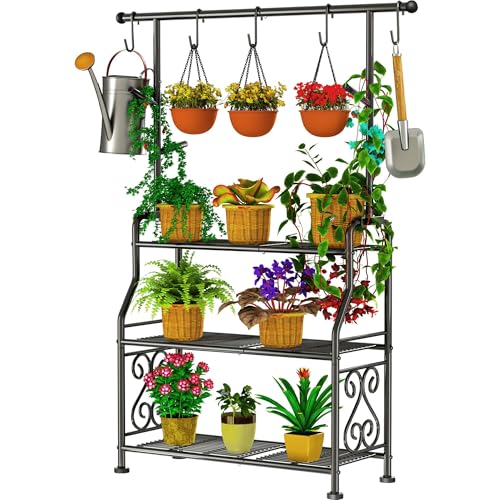 GIOTORENT Plant Stand Indoor, 3-Tier Heavy Duty Metal Shelf for
