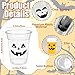 CUPLOOV 100 Pack Halloween Plastic Cups Clear 12Oz Disposable Pumpkin Cups With 5 Styles Patterns for Kids Adults Party Favors, Coffee, Wine, Hot and Cold Drinks