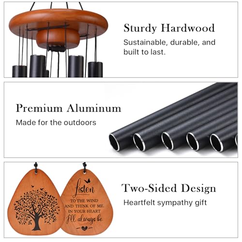 Image of AMBOBE Memorial Wind Chimes for Loss of Loved One, Sympathy Wind Chimes Gift, Bereavement Gifts, Beautiful Outdoor Garden Decor with Soothing Melodic Tones