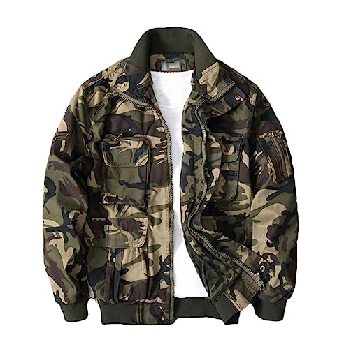 FULBHPRINT Men camouflageMilitary Outerwear Army Thicken Fleece Windbreaker Coat Wear-Resistant Work Jacket