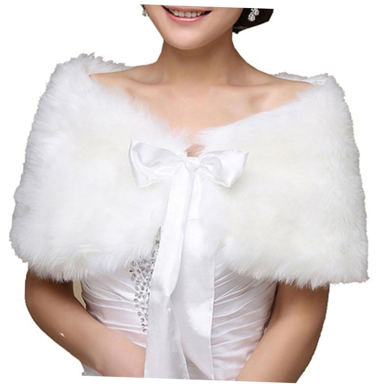 2piezas Chal De Novia Elegante y Cálido Para Invierno Estola De Para Ceremonias y Fiestas