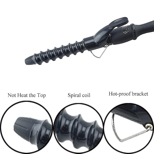 Miniatura 2 de Varita rizadora en espiral de 1.260 in para cabello corto y largo, rizador de cerámica en espiral de barril largo, rizador de barril largo para