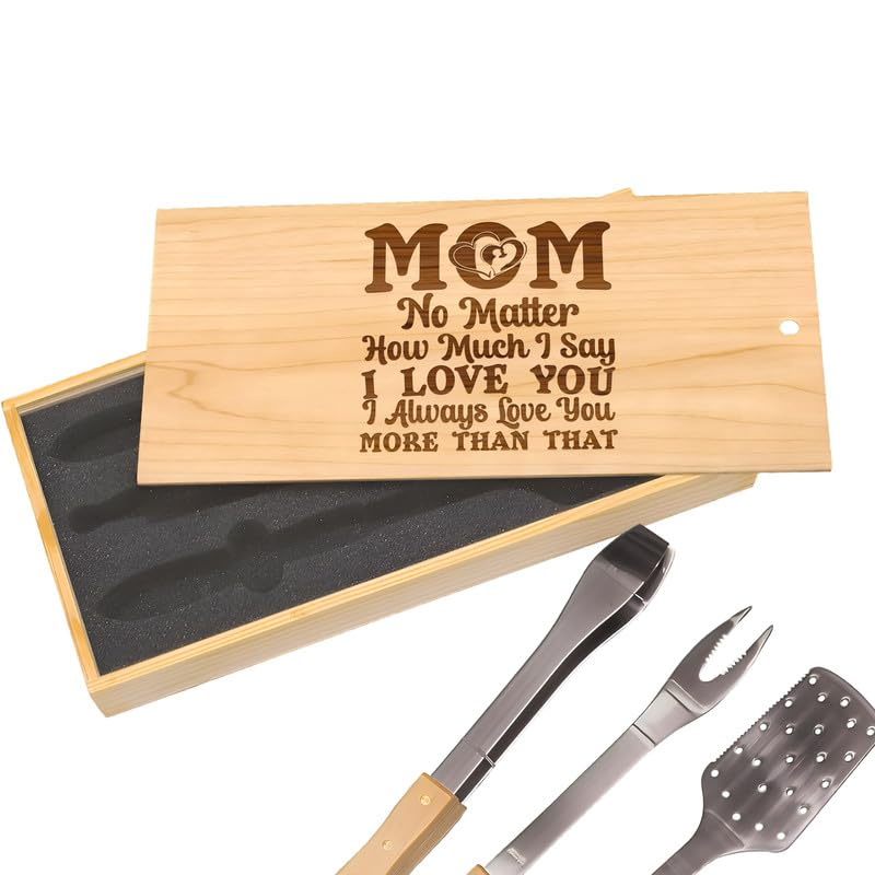 Set de Herramientas BBQ Grabado para Mamá Acero Inoxidable miniatura 1