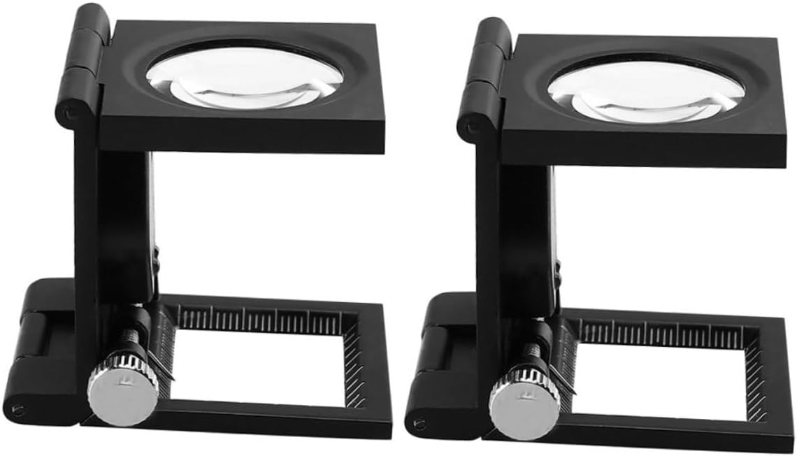 TEHAUX 2pcs Handheld Loupe Magnifier Portable Folding Magnifying Glass with Scale for Jewelry Antiques Coins Textiles High Clarity Eyepiece Tool for Detailed Inspections