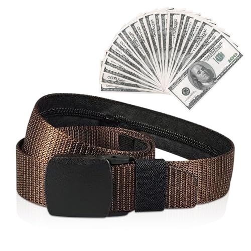 Image of Security Money Belt with Hidden Money Pocket - Nylon Tactical Belt for Men & Women with Nonmetallic Buckle - Security Money Belt for Valuables, Cash, Passport - Cashsafe Anti-Theft Wallet