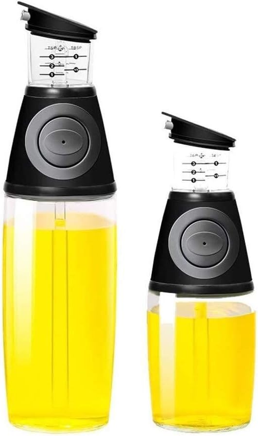 Seasoning Bottle Storage 2pcs 250ml+500ml Olive Oil Dispenser Bottle Set, Oil Vinegar Soy Sauce Cruet with Drip-Free Spouts, Leakproof Oil Mister Sprayer (Color : Black)