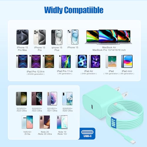 Image of iPhone 17 16 15 Fast Charger Block and 10ft Type C to C Cable Cord Long, 20W USB C Charging Plug for Apple iPhone 17 Pro Max /17 Air /16 Pro Max /16 /15 Pro /15 Plus /iPad Mini,Wall Power Adapter Cube Brick