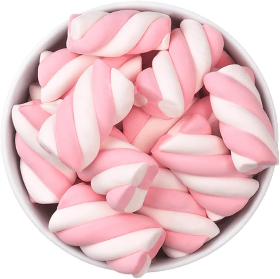 The Hampton Candy Company Pink & White Marshmallow Twists, 8.8 Oz. Bag, Pink Candy, Bulk Marshmallows, Docile sold by The Hampton Candy Company