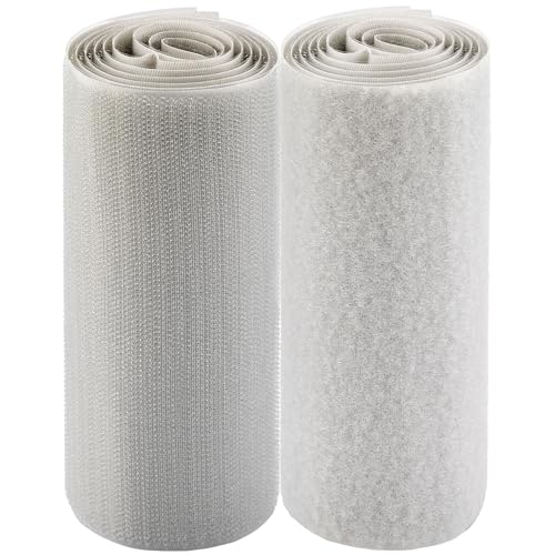 Image of ECOHomes (3 FT x 6 Inch) Strips with Adhesive for Fabric, Grey | No Sew, Stick On for Fabric, Sticky Back for Clothes, Curtains, Heavy Duty, Double Sided Hook and Loop Hem Tape Fasteners