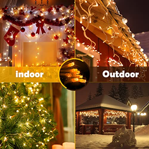 Hezbjiti Christmas Decorations Lights Outdoor, 400 Led 32.8 Ft 8 Modes 75 Drops Fairy String Curtain Lights For Christmas Decor Eaves Window Party Yard Garden Indoor (Warm White) #TOP1