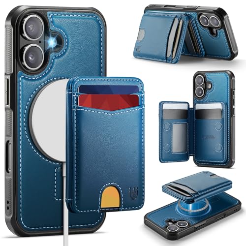 Usroom for iPhone 17 Case Wallet Compatible with Magsafe, RFID Blocking Magnetic Card Holder 2 in 1 Detachable Kickstand Shockproof Phone Case for iPhone 17 6.3" Blue
