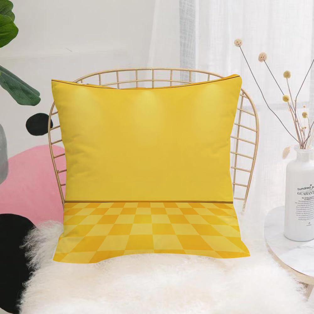 HYOSXW Cushion Cover,Throw Pillow Case Home Decorative for Living Room Bedroom Sofa Chair 16X16 Inch,Exhibition venue, a yellow room with lattice tiles and spotlights, waiting for,Pillowcase 40X40cm