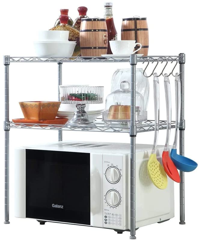 Callas Commercial Grade Heavy-Duty 2-Tier Height Adjustable Rack | Load Capacity 50 Kg Per Shelf (2 Tier-Chrome | 60 x 30 x 60 cm)