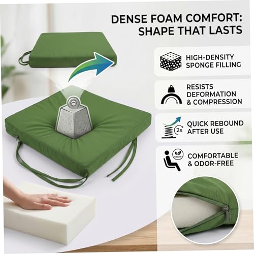 Coussin de chaise d'extérieur imperméable vert 40x40 cm éponge haute densité
