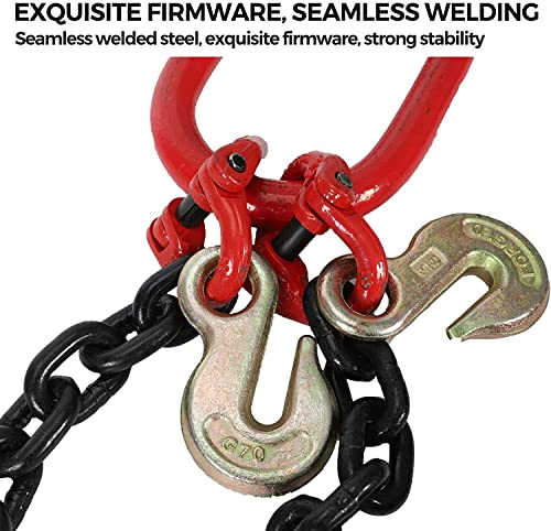 Gooeap G80 Tow Recovery V Chain W/ 3/8" X 3' Legs,Two 15" J-Hook & Eye Cradle Grab Hook,7100 Lbs Safe Working Load #TOP5