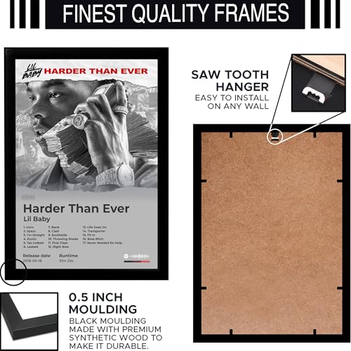Image of BLINKART lil baby - Harder Than Ever Wall Photo Frames | Wall Art for Bedroom, Living Room, Studio or Office | Album Cover Print with Spotify Song Link QR Code | Gift for Fans - 8x12 In