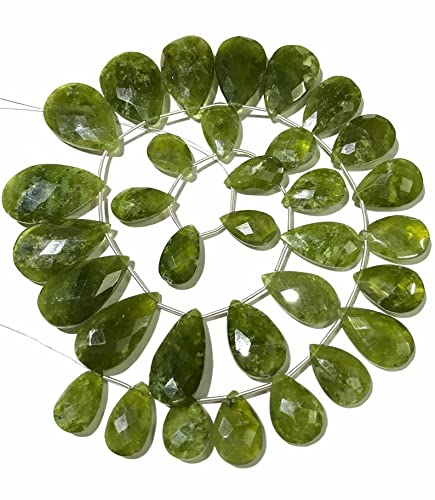 Perles vésuvianite naturelle amande facettée contre les bijoux ternes