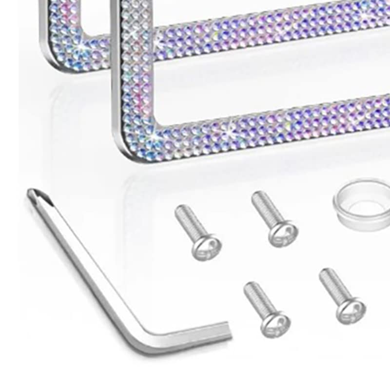 2 Cornici Per Targa Auto Con Strass - Nero E Oro - Acciaio Inox, 31x16cm - Accessori Auto Bling Per Donne