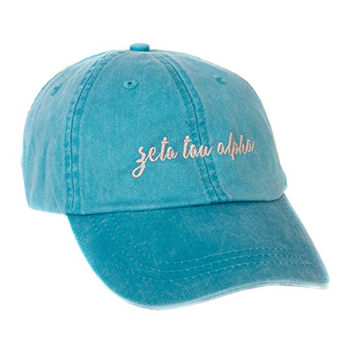 Zeta Tau Alpha (N) Sorority Baseball Hat Cap Cursive Name Font Zta (Bright Blue - N) #TOP20