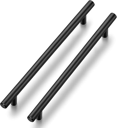 Ravinte Paquete de 5 manijas negras de gabinete de 7-12 pulgadas, manijas de gabinete de cocina color negro mate, tiradores de cajones modernos,