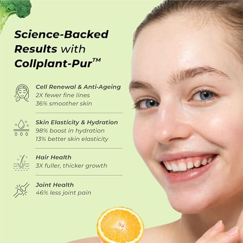 Image of Cureveda Veg Collagen 5000mg Collagen Peptide with added Vitamin C & E, Grapeseed Extract For Healthy Skin, Hair & Nails | Men & Women - 150 gm Powder Unflavoured