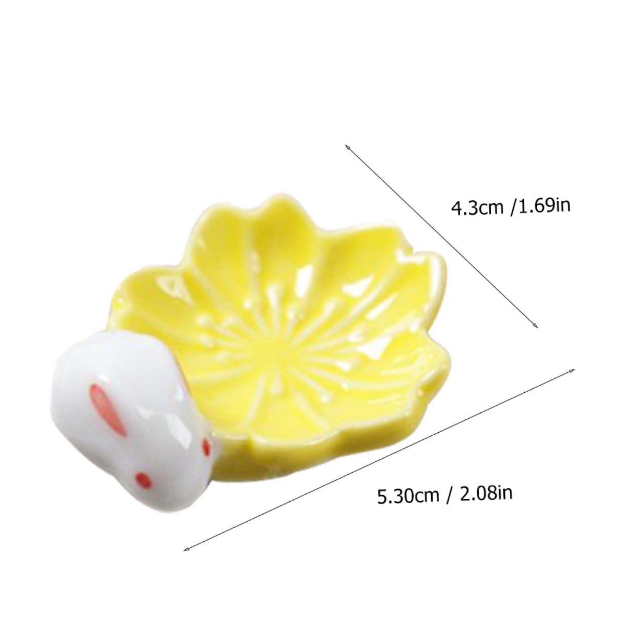 GRIRIW 5Pcs Cherry Blossom Ceramic Chopstick Rack Cute Rabbit Shape Japanese Style Tableware Supplies for Home Decor Elegant Floral Design for Chopsticks Spoons Rest