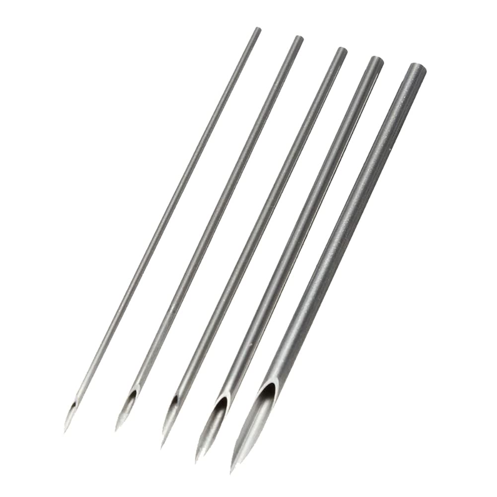 Hugede Silver 10 Pcs Stainless Steel Mixed Body Piercing Needles 12G 14G 16G 18G 20G Piercing Needles With Individual Packages For Ear Nose Navel,