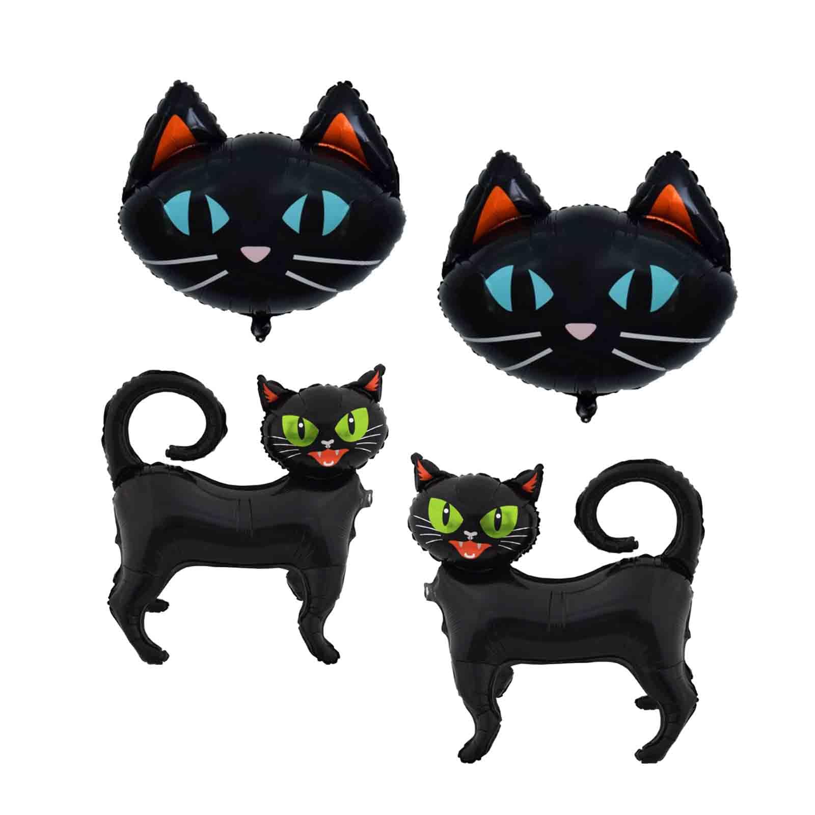 Halloween Black Balloons Set Black Cat Balloons Standing Cat Balloon Cute Animal Foil Balloon for Halloween Theme Party Halloween Decorationes Supplies 4 PCS