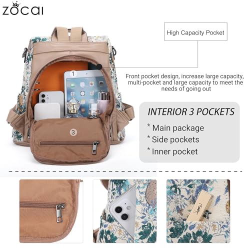Image of ZOCAI Backpack Purse for Women Fashion Backpack Purses PU Leather Daypacks Anti-Theft Shoulder Bag Satchel Purse