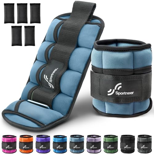 Image of Sportneer Adjustable Ankle Weights for Women and Men 7 lbs /Pair Adjustable Leg Weights with Secure Straps, Strength Training Weighted for Yoga, Walking, Running, Aerobics, Gym, Physical Therapy