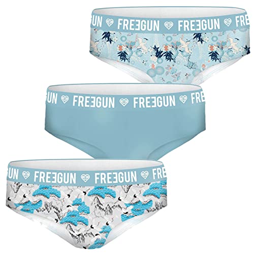 FREEGUN Lot de 3 Boxers Shorties Fille (14-16 Ans, Pack Japon Cyan)