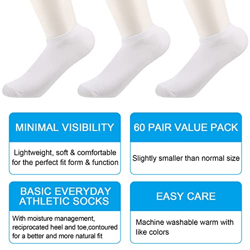 Syhood 60 Pairs No Show Socks Bulk Low Cut Socks for Men Women Unisex Thin Cotton Boat Liner for Homeless Casual Sports Tab2
