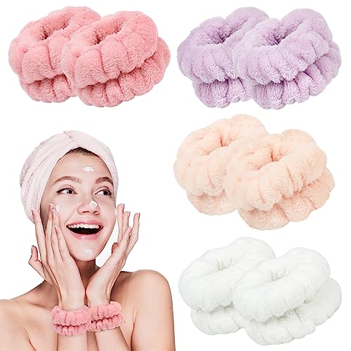 Wrist Bands for Face Washing 8Pcs Microfibre Skincare Wristbands Wrist Wash Cuffs for Washing Face Sport Absorbent Sweatbands Wrist Towels Keep Liquid from Spilling Down Arms