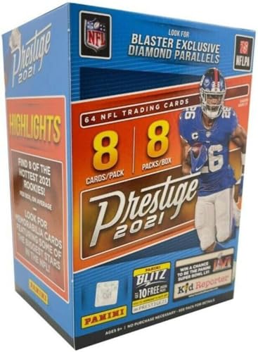 2021 Panini Prestige NFL Football BLASTER box (64 cards/bx) Look for Blaster Exclusive Diamond Parallel and Memorbilia Cards