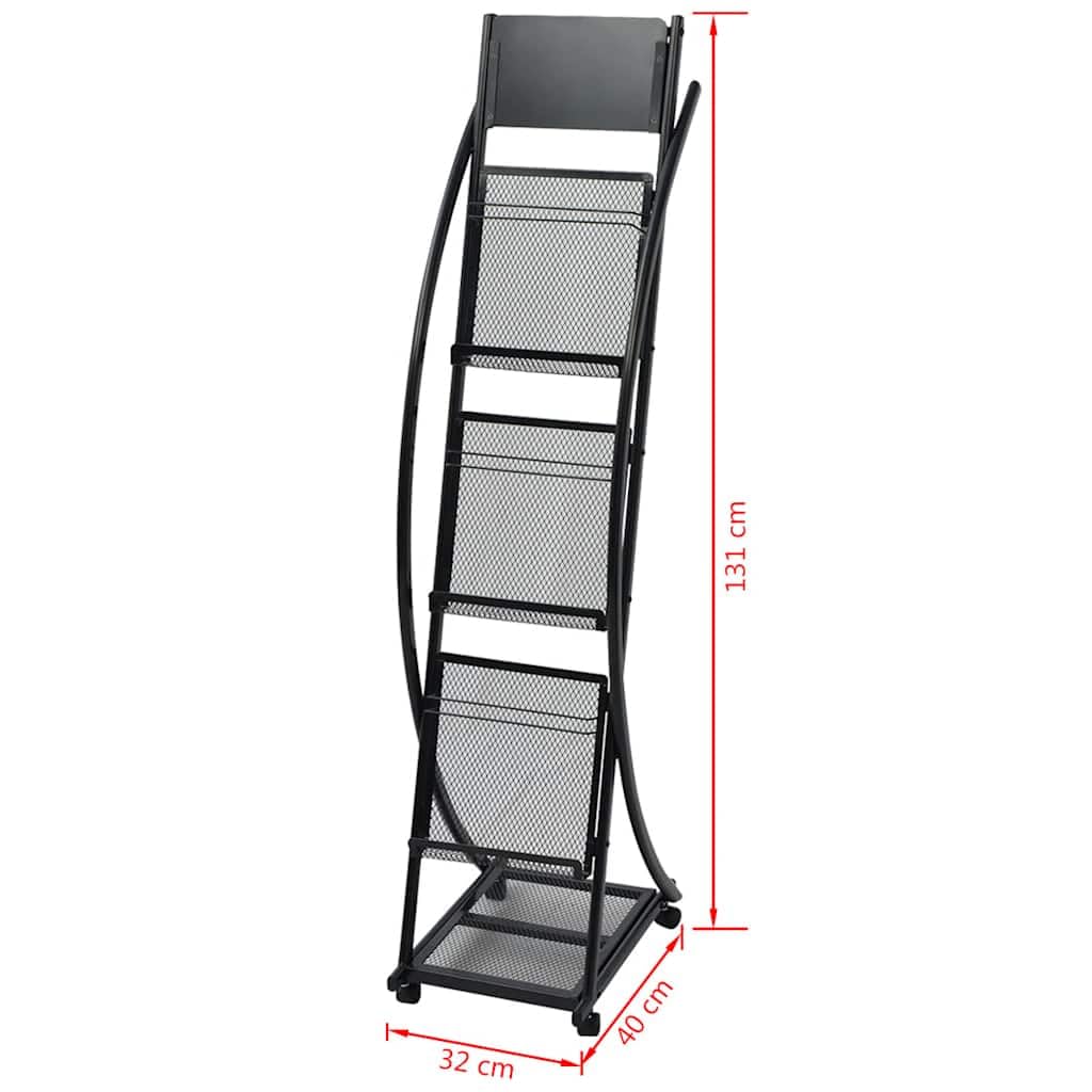 Portariviste 40 x 32 x 131 cm, colore: Nero