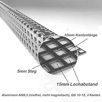 Aluminium 1,5mm Dick U Profil Winkel Lochblech RV3-5 Kiesfang Rinne Leiste Alu E